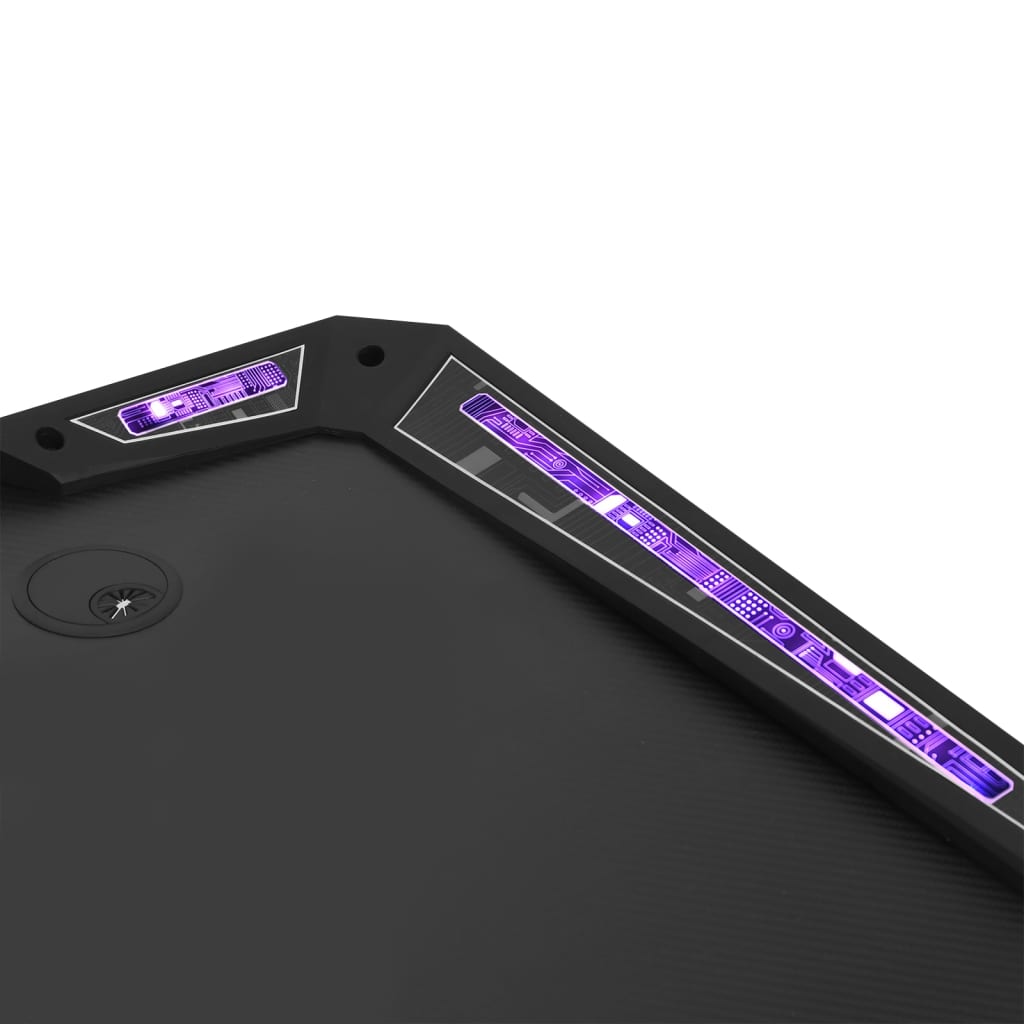 vidaXL Pelipöytä LED-valot ja Y-muoto musta 110x60x75 cm