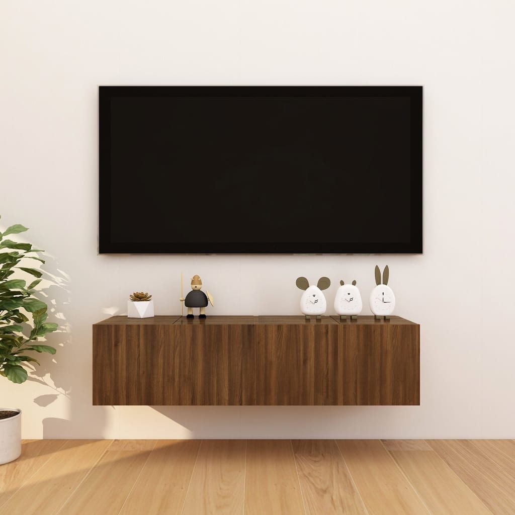 vidaXL Seinäkiinnitettävä TV-kaapit 4 kpl ruskea tammi 30,5x30x30 cm